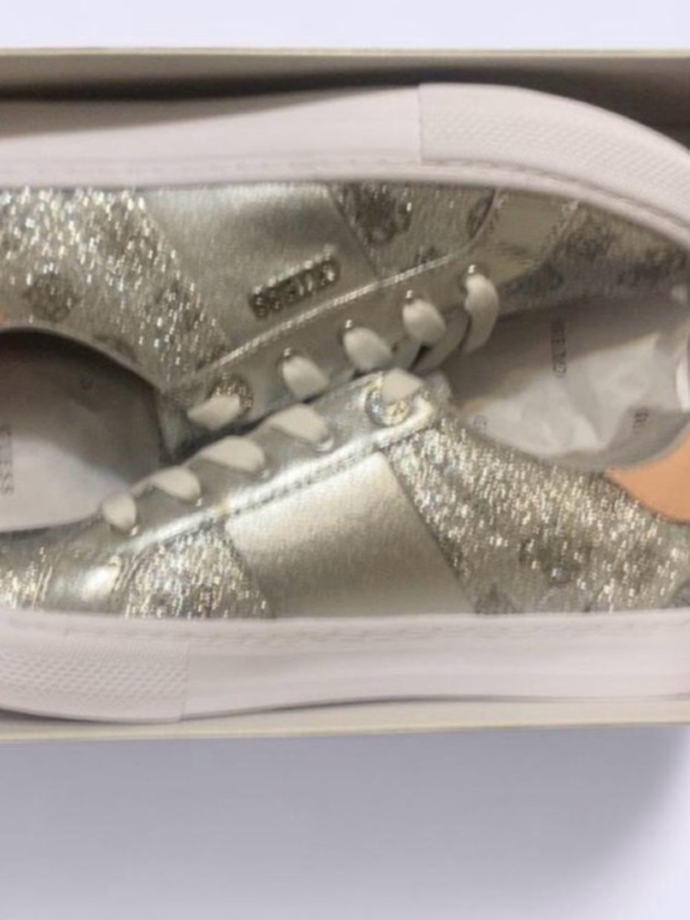 Guess Silver Glitter Low-Top Women's Sneakers